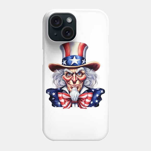 Crazy American Uncle Phone Case by AI Art Originals