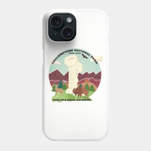 Mask On and Social Distancing at Old Faithful, Yellowstone National Park Phone Case