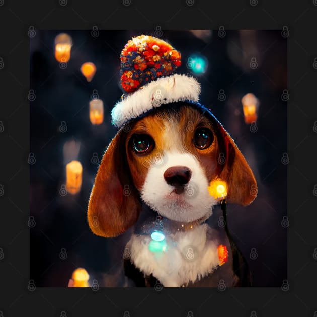 Christmas Beagle - Cute Dog On a Winter Christmas Day by Design-by-Evita