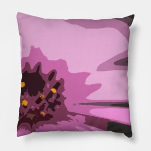 Abstract & Artsy Daisy Flower in Colorful Tones of Pretty Pink Pillow