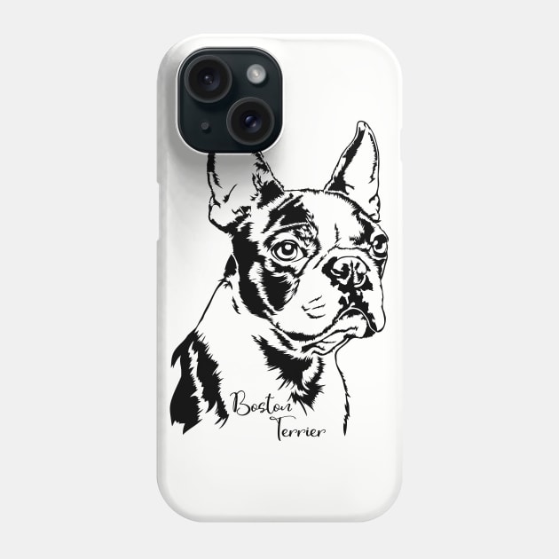 Boston Terrier dog portrait dog lover Phone Case by wilsigns