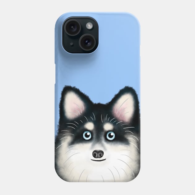 Black and White Pomsky Phone Case by illucalliart