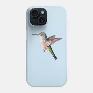 Female Ruby Throated Hummingbird drawing (no background) Phone Case