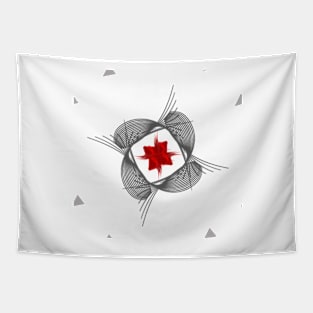 abstract geometric red grey flower Tapestry