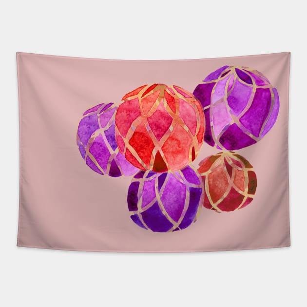 Watercolour Baubles Tapestry by EmDash