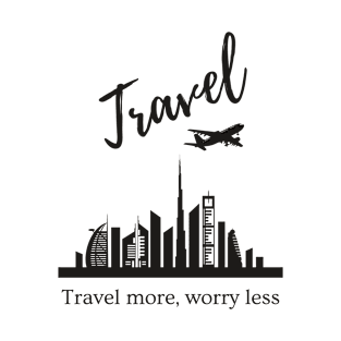 Travel more, worry less black T-shirt print | Travel and Adventures T-Shirt