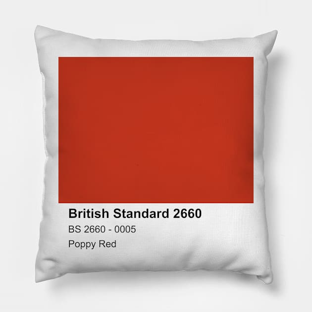 Poppy Red British Standard 0005 Colour Swatch Pillow by mwcannon