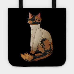 Tortie Cat in Knitted Sweater Tote