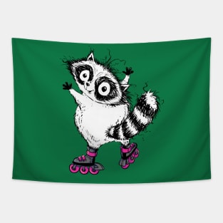 A Cute Little Raccoon on Some Sweet Blades Tapestry