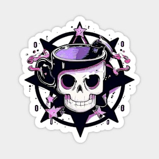 black coffee magic skull Magnet