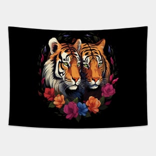 Siberian Tiger Couple Valentine Tapestry