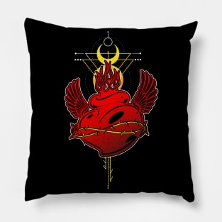 Flames Heart Tribal Tattoo Street Style Pillow