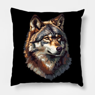 Pixelated Wolf Artistry Pillow