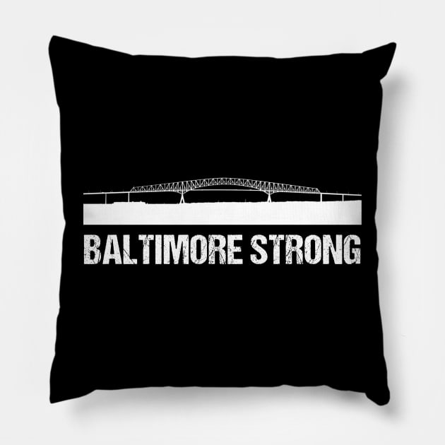 Baltimore Strong Francis Scott Key Bridge Pillow by mayamaternity