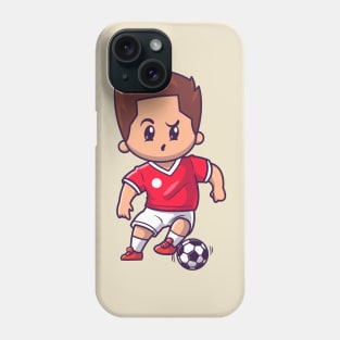 Cute Boy Playing Soccer Cartoon Phone Case