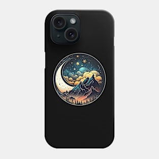 Mountains and moon, outdoor design, mountain landscape Phone Case