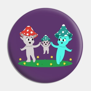 Mushroom Family (Redesign) Pin