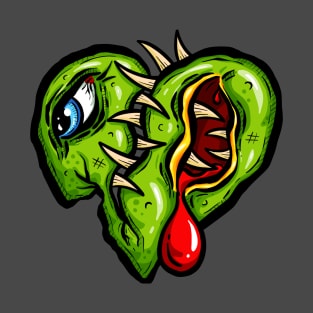 Zombie Heart Blood Teeth Green Valentines T-Shirt