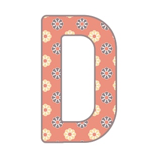 MONOGRAM LETTER D PINK FLORAL TYPOGRAPHY DESIGN T-Shirt