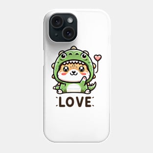 Cuddly Dino-Cat Love Phone Case