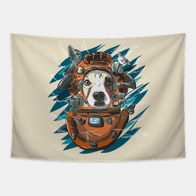 Time Dog Tapestry by TimeMachineSupplies