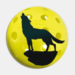 Pickleball Moon with Wolf Pin