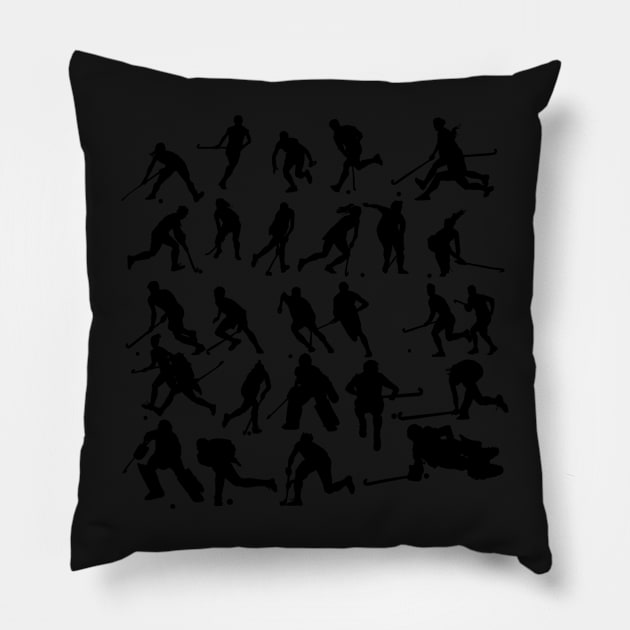 Field Hockey Poses Stickers Pillow by VectorPB