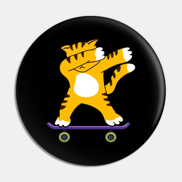 Dabbing Skater Cat Funny Dab Dance Skateboard Pin by Foxxy Merch