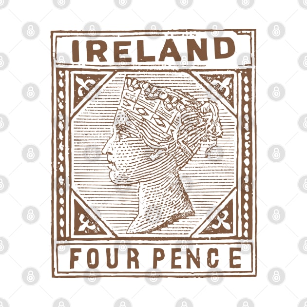 Vintage Eire 4 Pence Postage Stamp by feck!