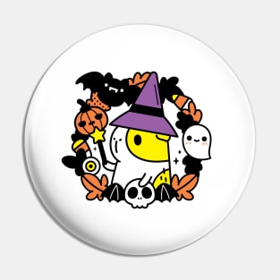 Bubu and Moonch, Halloween Witchy Guinea Pig T-Shirt, White Pin