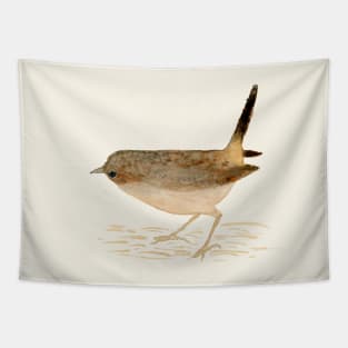 Watercolor house wren Tapestry