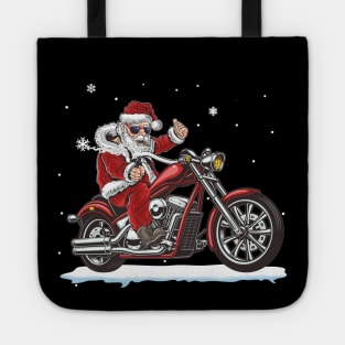 Santa Claus Riding A Motorbike Christmas Funny Tote