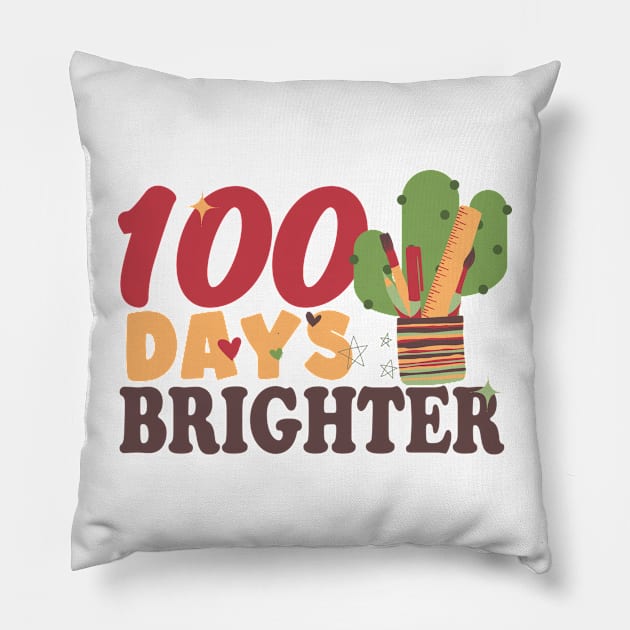 100 Days Brighter Teacher Gift Pillow by EvetStyles