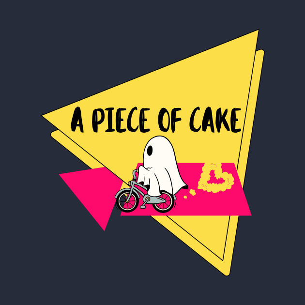 A Piece Of Cake Ghost Riding a Bike Halloween by 3dozecreations