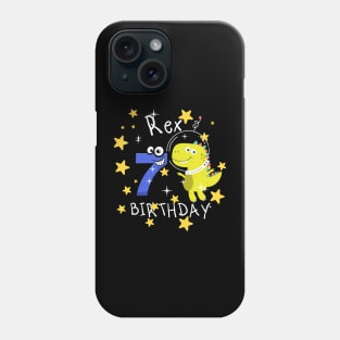 Kids 7th Birthday 7 Year Old Birthday Boy T Rex Dinosaur Space Phone Case