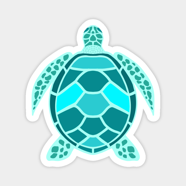 Teal Green Turquoise blue Sea Turtle Magnet by galaxieartshop