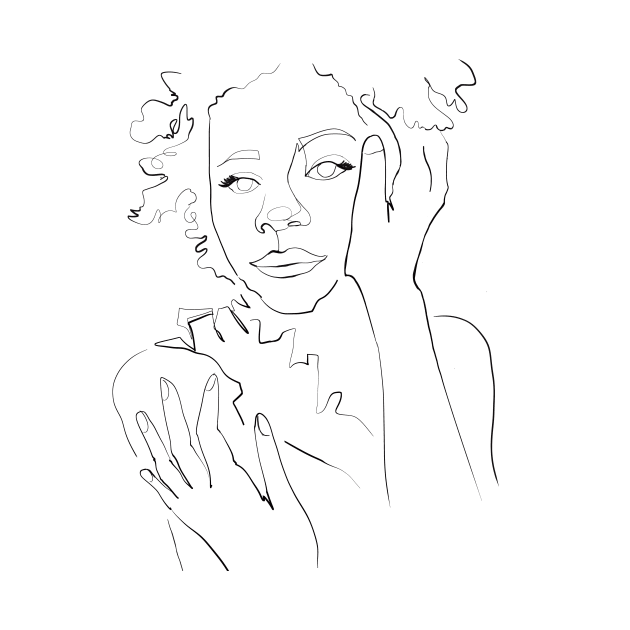 Vulnerability - Minimalist Line Art Woman Portrait by nycsketchartist