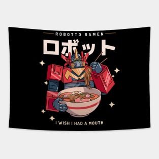 funny robot ramen I wish i had a mouth Tapestry