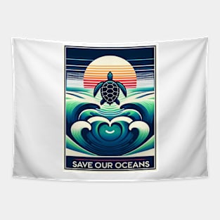 Save Our Oceans Sea Turtle Tapestry