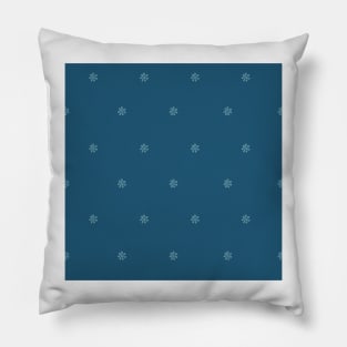 Simple flowers repeat pattern in teal background Pillow