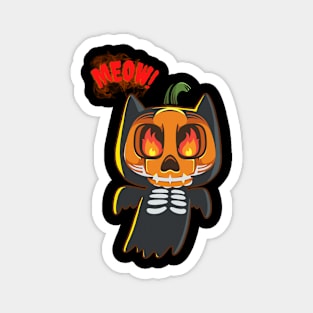 Halloween Scary Evil Cat Funny Pumpkin Head Magnet
