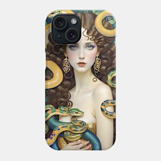 Gustav Klimt's Serpent Queens: Inspired Women with Snakes Phone Case