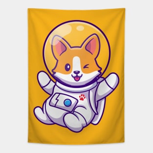 Cute Corgi Astronaut Flying Cartoon Tapestry