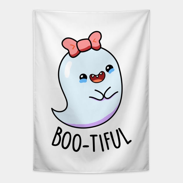 Boo-tiful Cute Girl Ghost Halloween Pun Tapestry by punnybone