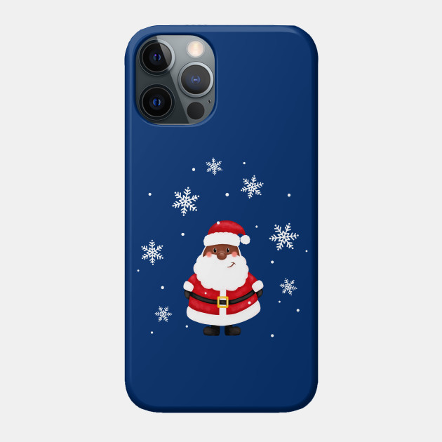 Cute black santa wish merry christmas. New Year. - Black Santa Claus African America - Phone Case