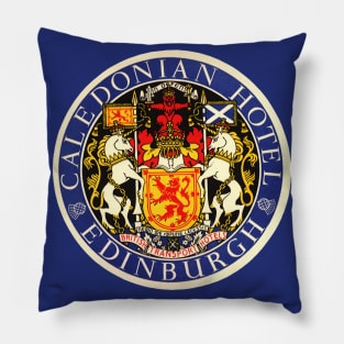 Vintage Travel Poster, Caledonian Hotel Edinburgh, Scotland Pillow