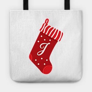 Christmas Stocking with the Letter J Tote