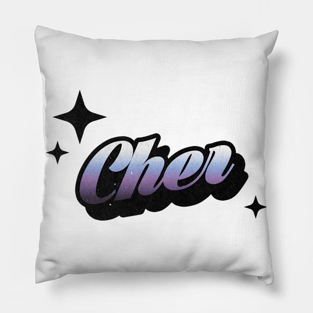 Cher - Retro Classic Typography Style Pillow by Decideflashy