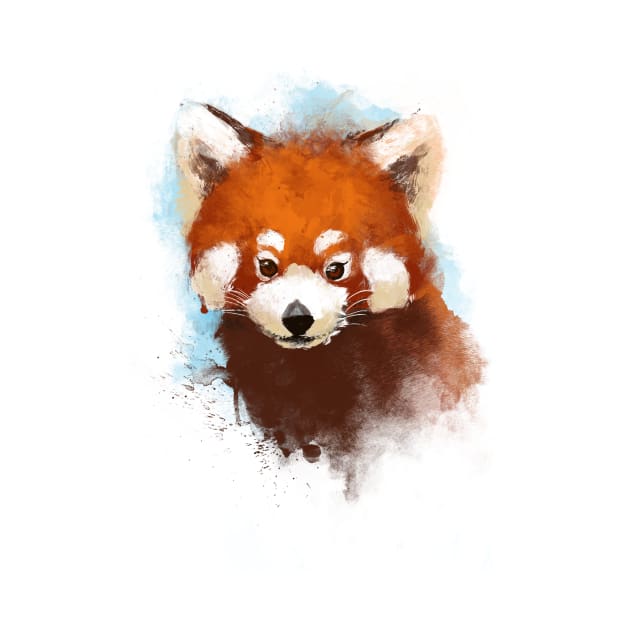 Red panda Ink Illustration - Fluffy Cute Animal - Nature Forest by BlancaVidal