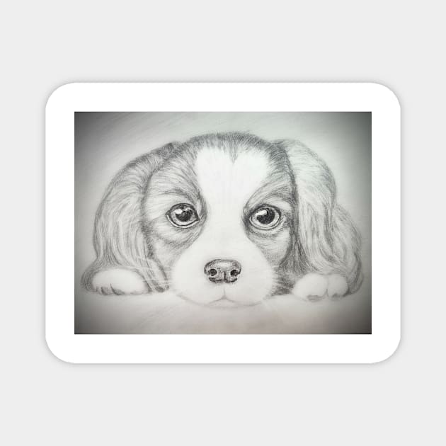 Puppy drawing Magnet by algill